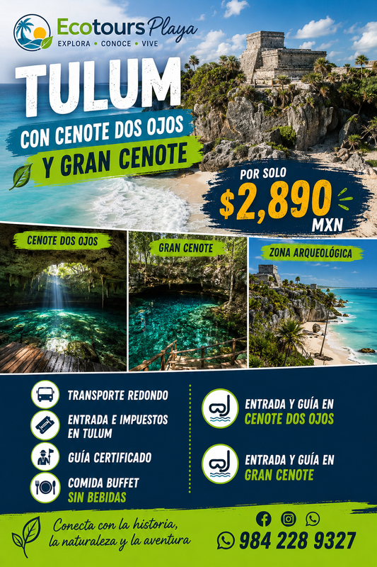Tulum + Gran Cenote + Cenote Dos Ojos