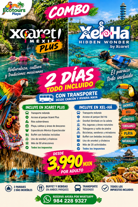 Xcaret Plus + Xel-Há: Paquete de 2 Días Todo Incluido | PROMO