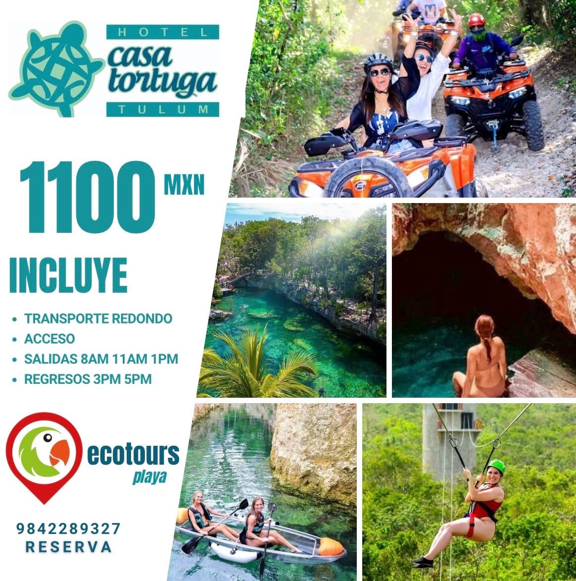 CENOTE CASA TORTUGA + TRANSPORTE