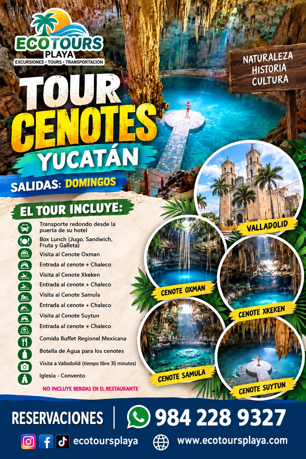 Yucatán Cenotes + Valladolid | 4 Cenotes desde Riviera Maya