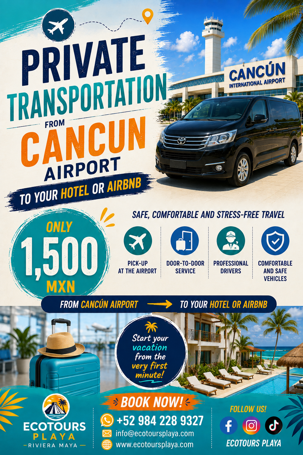 Transfer privado Aeropuerto Cancún – Playa del Carmen / Tulum