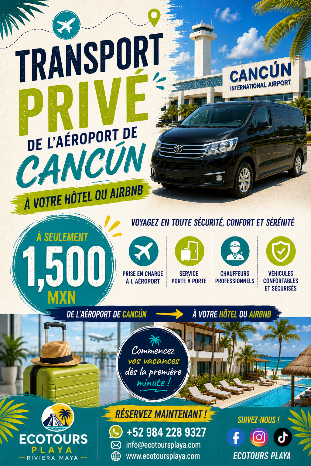 Transfer privado Aeropuerto Cancún – Playa del Carmen / Tulum